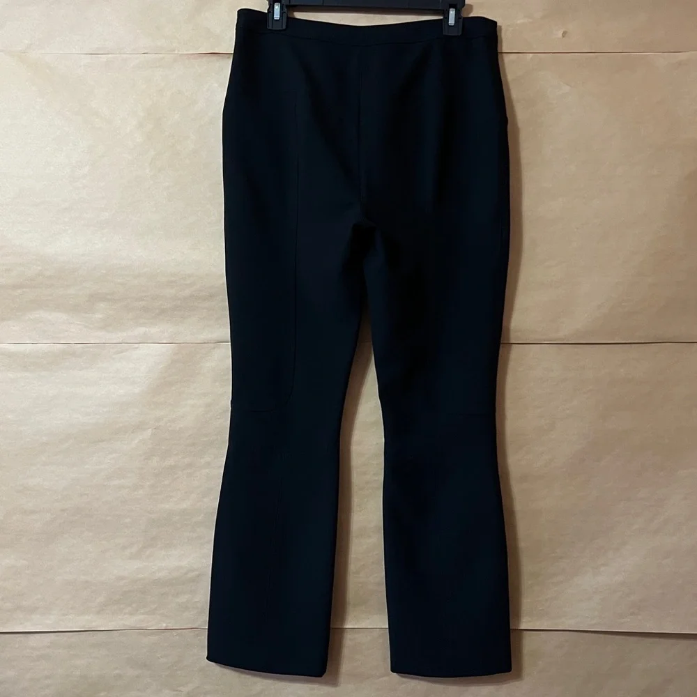Cinq a Sept | Button Hem Flare Pants High Rise Ponte Knit Trousers Black Size 6
